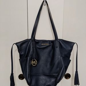 Michael Kors Navy Ashbury Leather Shoulder Bag